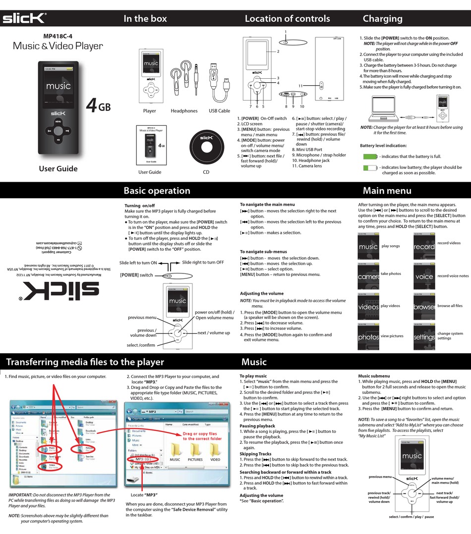 Slick Mp418c 4 User Manual Pdf Download Manualslib