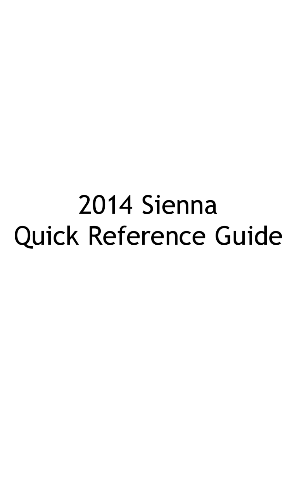 TOYOTA SIENNA 2014 QUICK REFERENCE MANUAL Pdf Download | ManualsLib