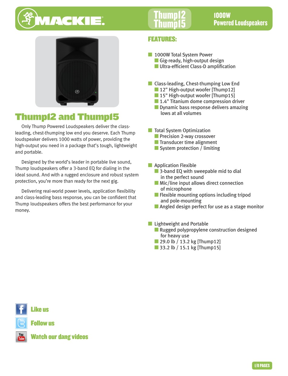 mackie thump 12a specs