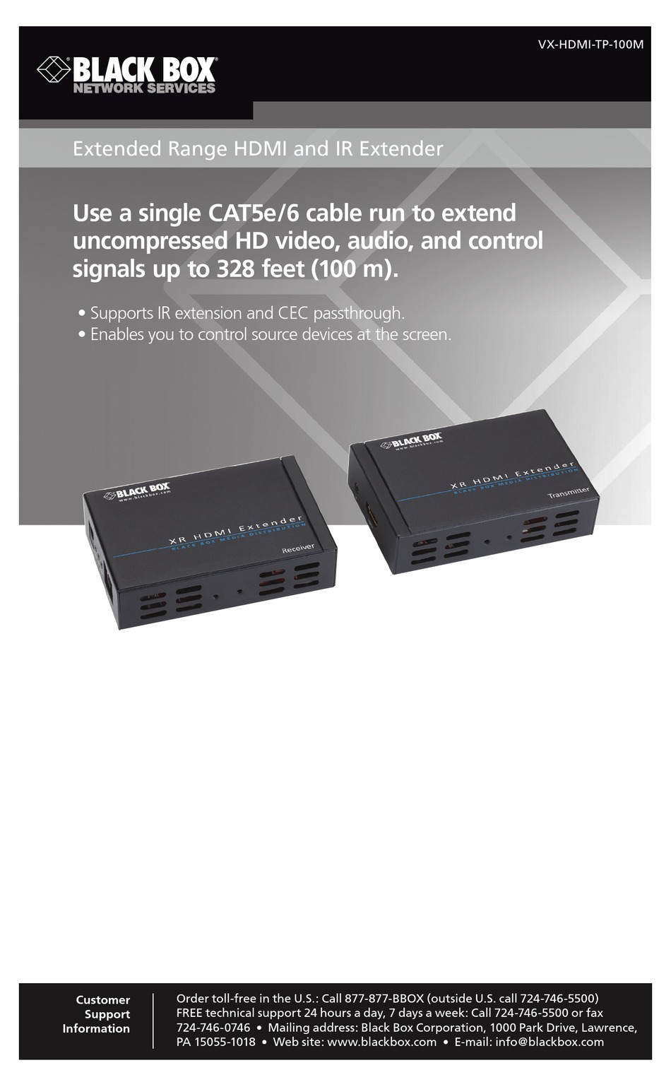 Black Box Corporation 3D HDMI CATx Extender/VX-HDMI-TP-3D40M / 