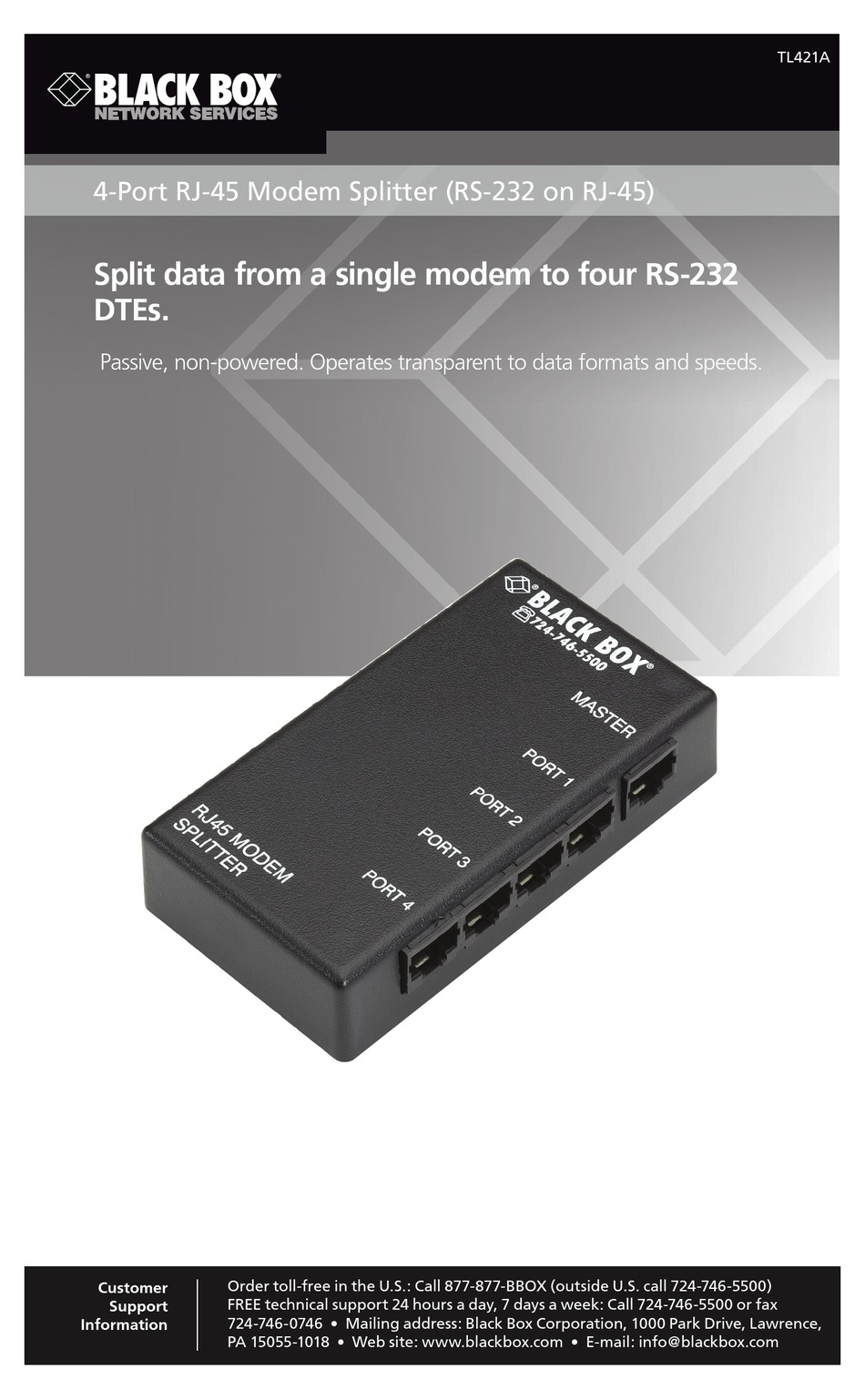 BLACK BOX TL421A USER MANUAL Pdf Download | ManualsLib