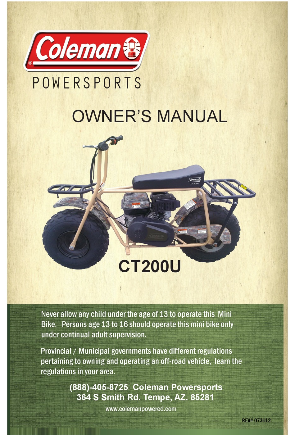 Coleman Powersportsct200u Owner S Manual Pdf Download Manualslib