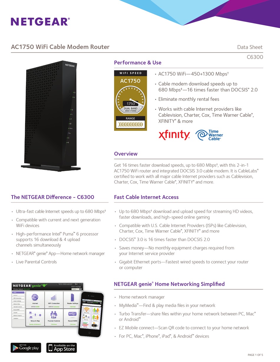 NETGEAR AC1750 DATASHEET Pdf Download ManualsLib