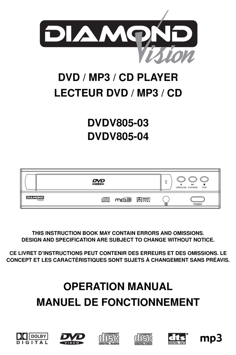 DIAMOND VISION DVDV80503 OPERATION MANUAL Pdf Download ManualsLib