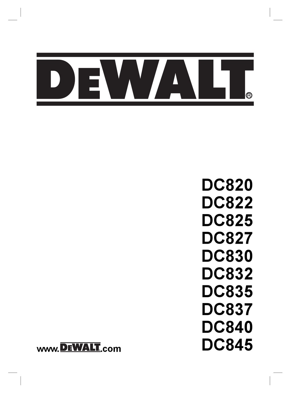 DEWALT DC820 OPERATING INSTRUCTIONS Pdf Download |