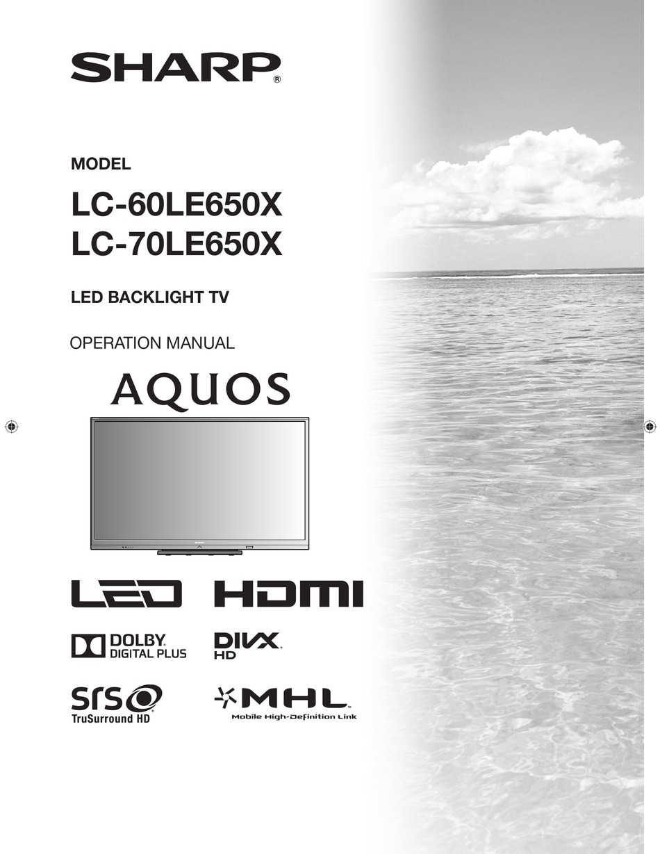 SHARP AQUOS LC60LE650X OPERATION MANUAL Pdf Download ManualsLib