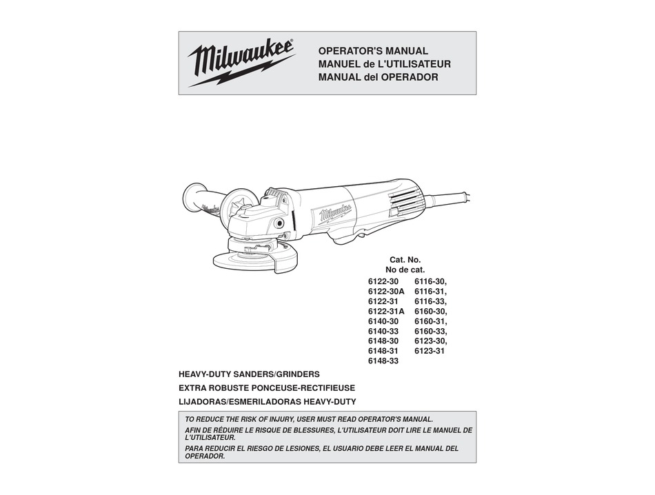 Milwaukee 6122 30 Operators Manual Pdf Download Manualslib