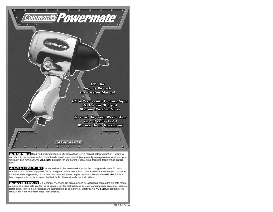 POWERMATE 0240077CT INSTRUCTION MANUAL Pdf Download ManualsLib