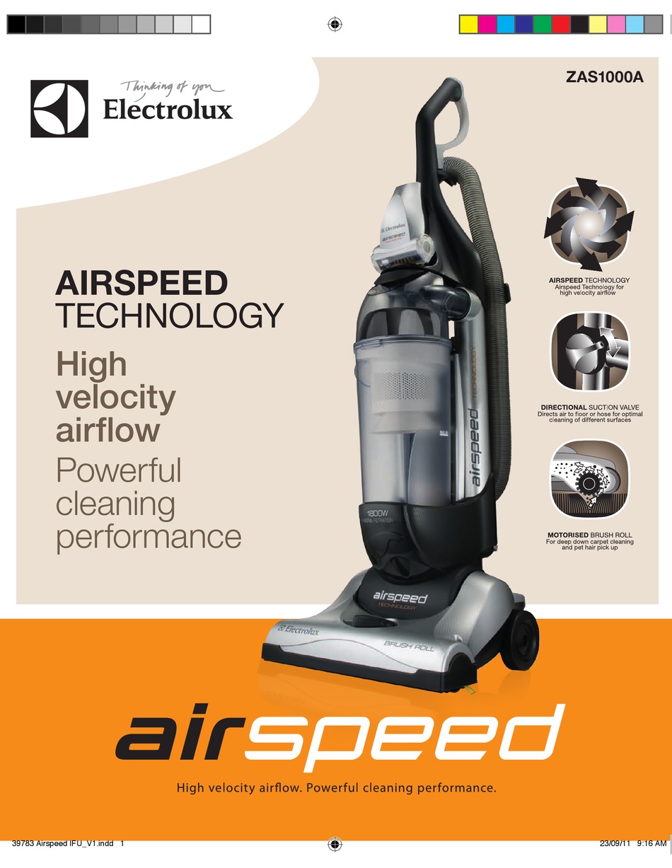 ELECTROLUX AIRSPEED ZAS1000A USER 