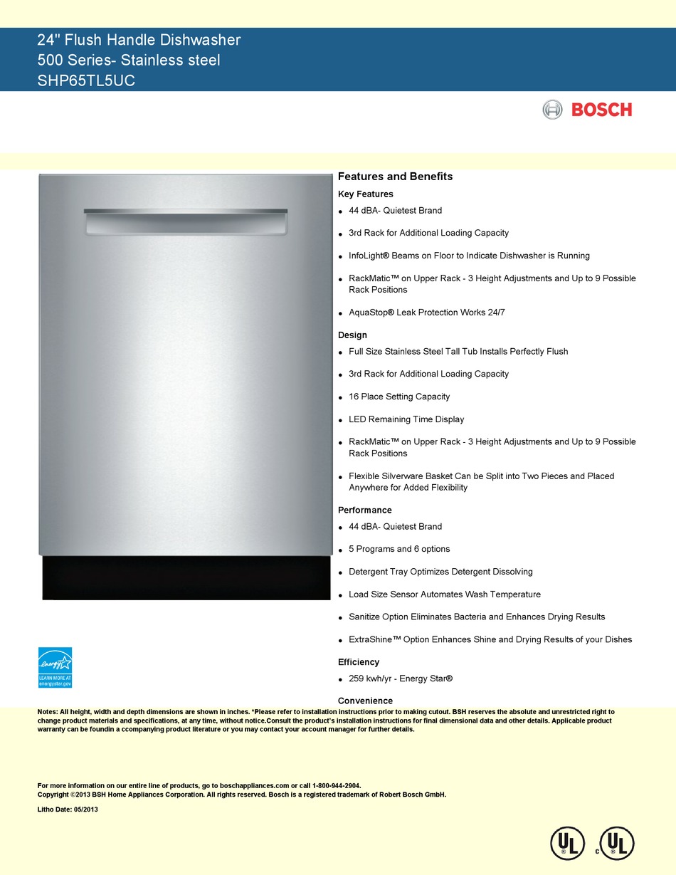 BOSCH SHP65TL5UC QUICK MANUAL Pdf Download ManualsLib