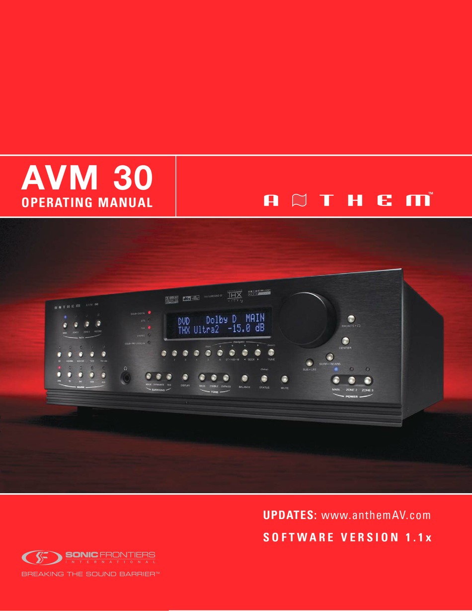 ANTHEM AVM 30 OPERATING MANUAL Pdf Download | ManualsLib