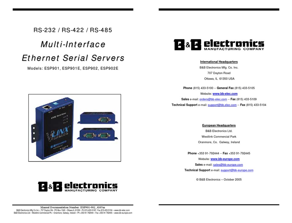 B&B ELECTRONICS RS-485 MANUAL Pdf Download | ManualsLib