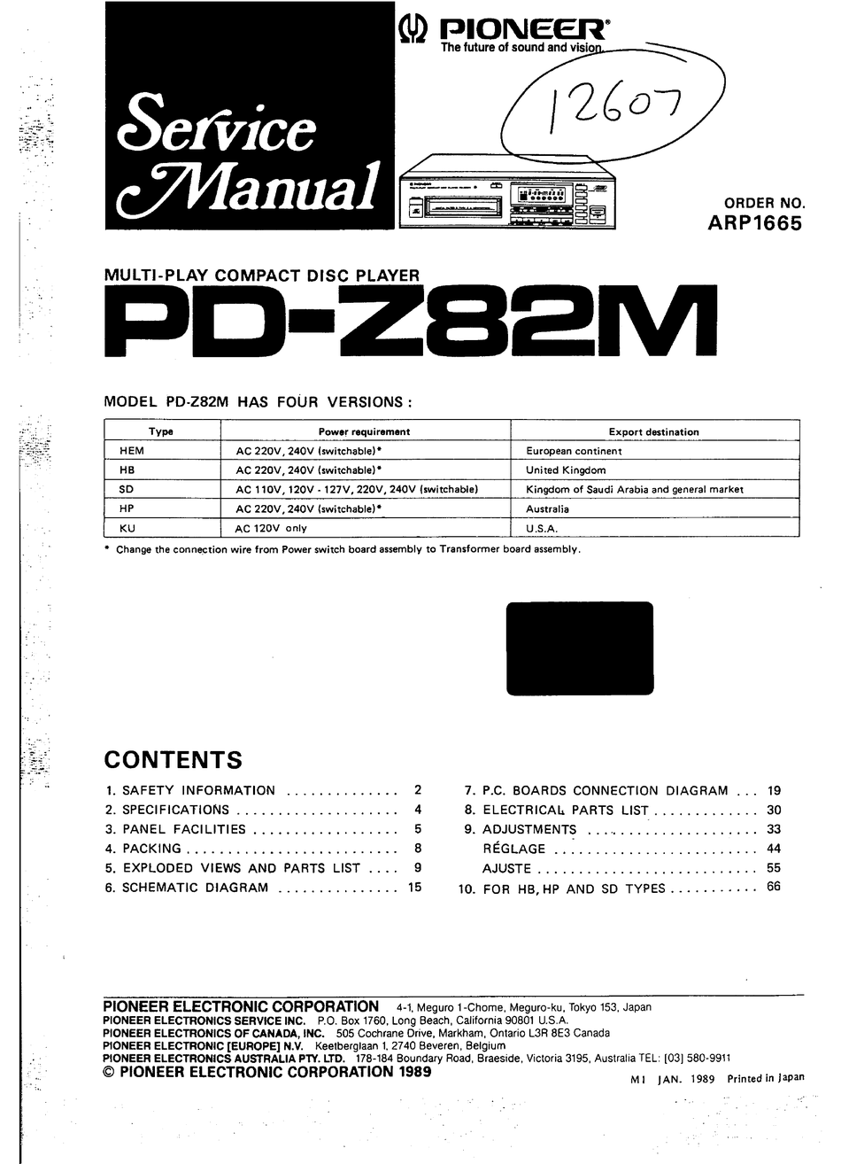 Service Manual-Anleitung für Pioneer PD-S801 PD-52 