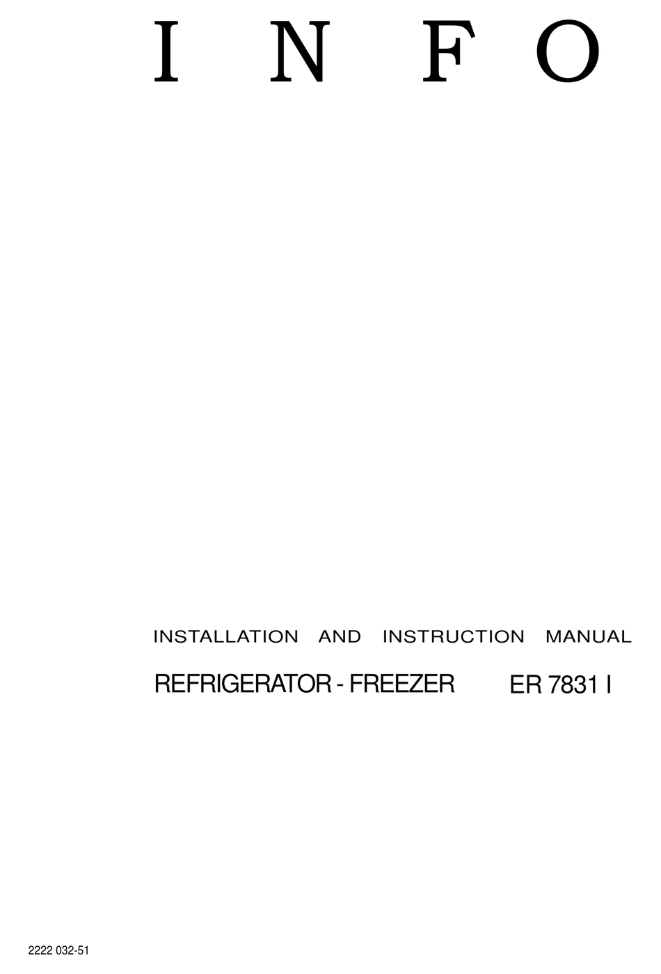 ZANUSSI ER 7831 I INSTALLATION AND INSTRUCTION MANUAL Pdf Download