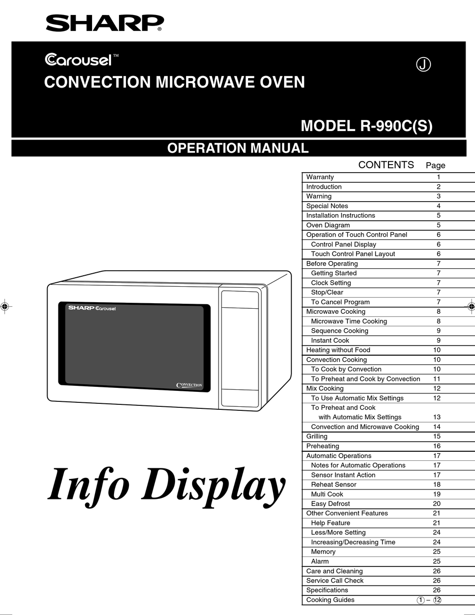 SHARP CAROUSEL R990C OPERATION MANUAL Pdf Download ManualsLib