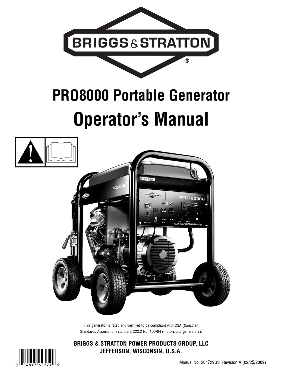 Briggs And Stratton Pro8000 Operators Manual Pdf Download Manualslib 1839