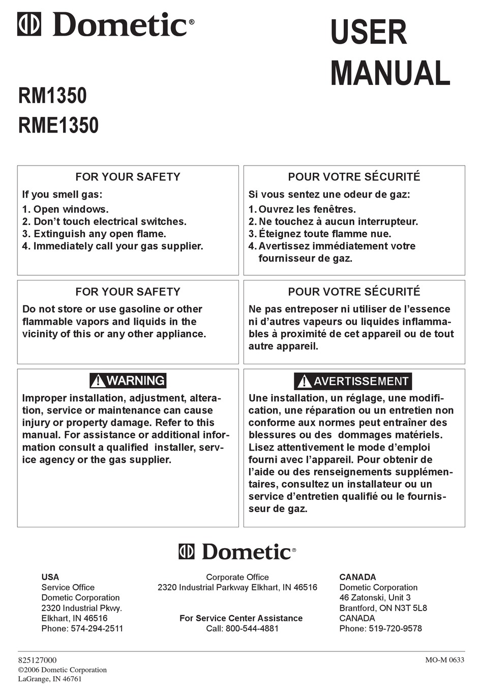 DOMETIC RM1350 USER MANUAL Pdf Download | ManualsLib