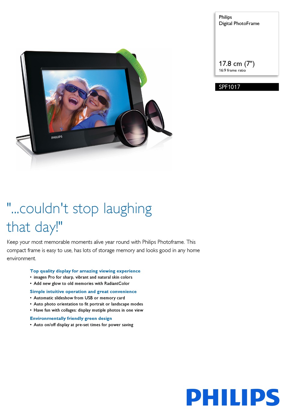 PHILIPS SPF1017 SPECIFICATIONS Pdf Download ManualsLib