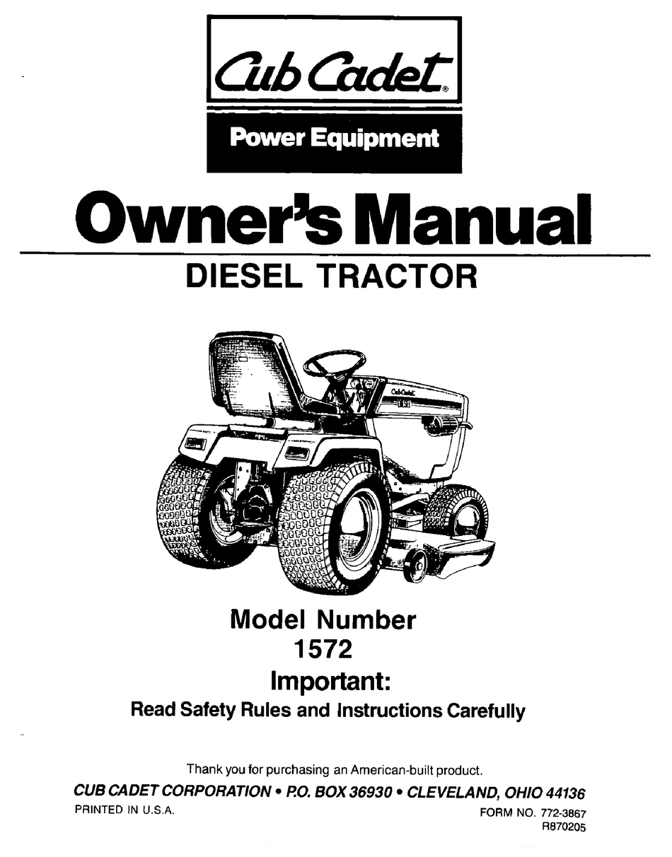 CUB CADET 1572 OWNER