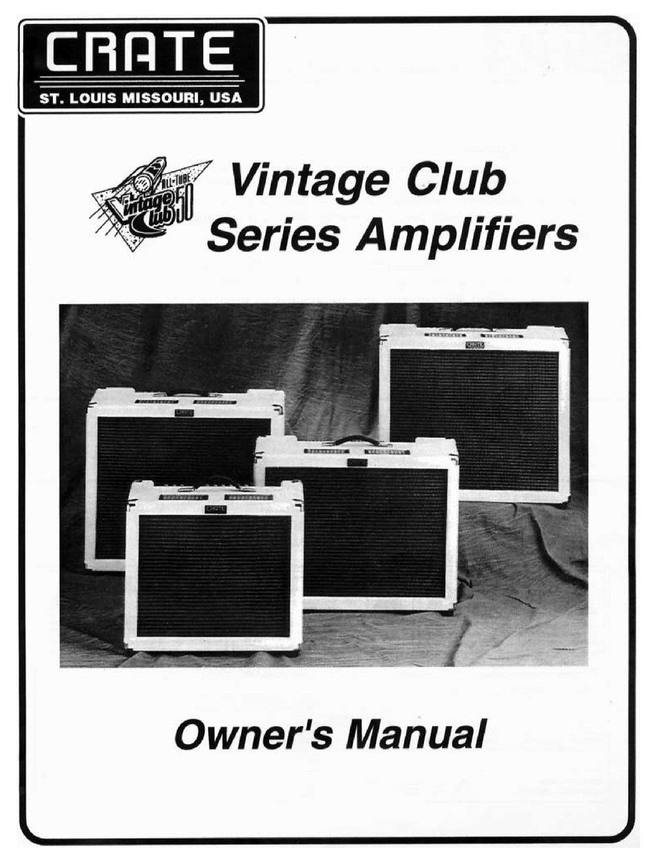 Crate Vintage Club Series Owner S Manual Pdf Download Manualslib