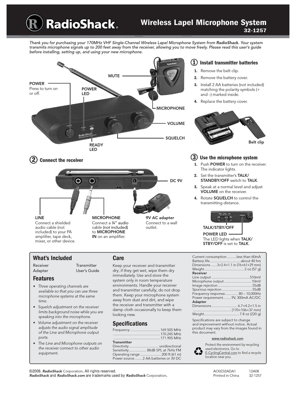 RADIO SHACK 32 1257 USER MANUAL Pdf Download ManualsLib