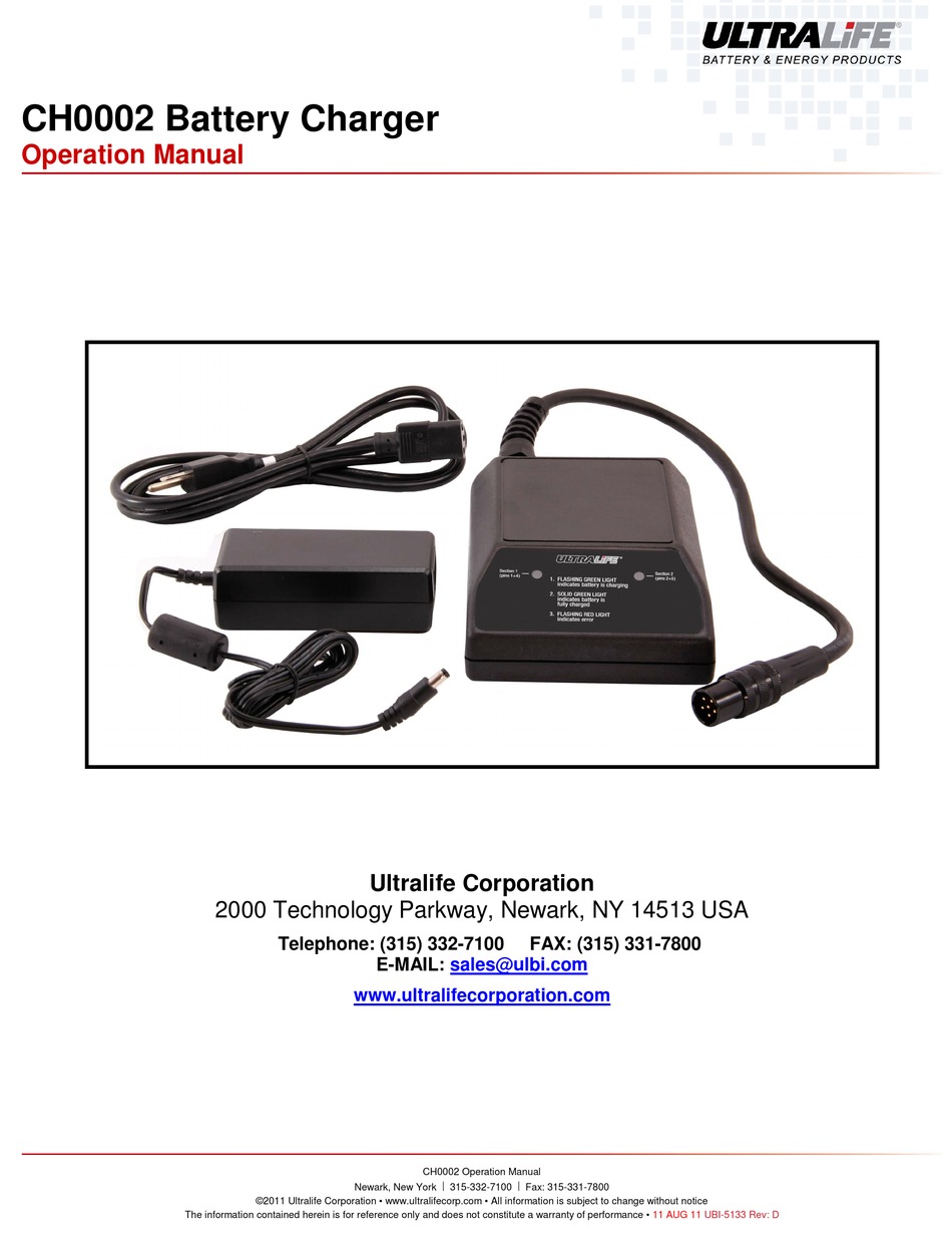 ULTRALIFE CH0002 OPERATION MANUAL Pdf Download | ManualsLib