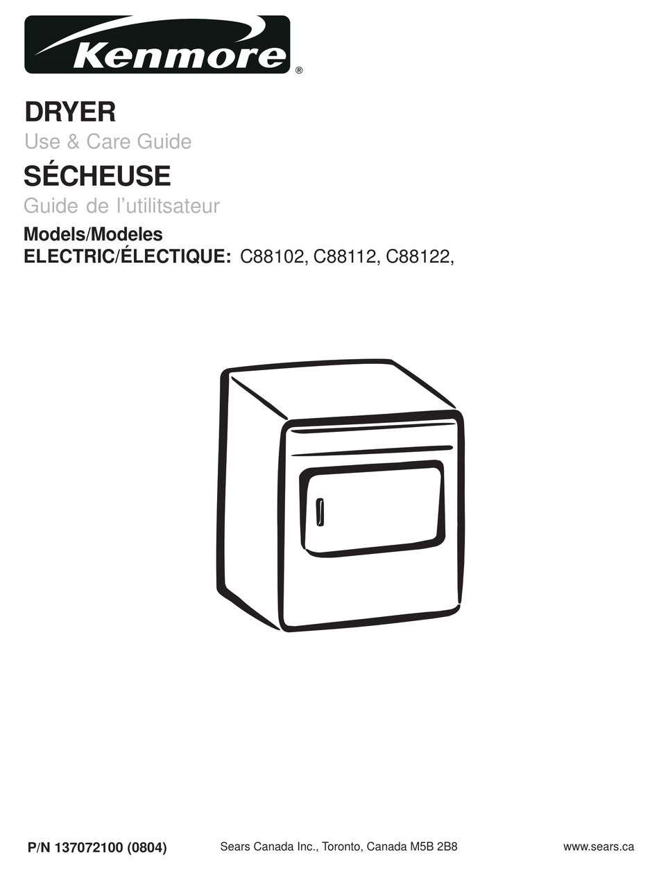 Kenmore C88102 Use & Care Manual Pdf Download 