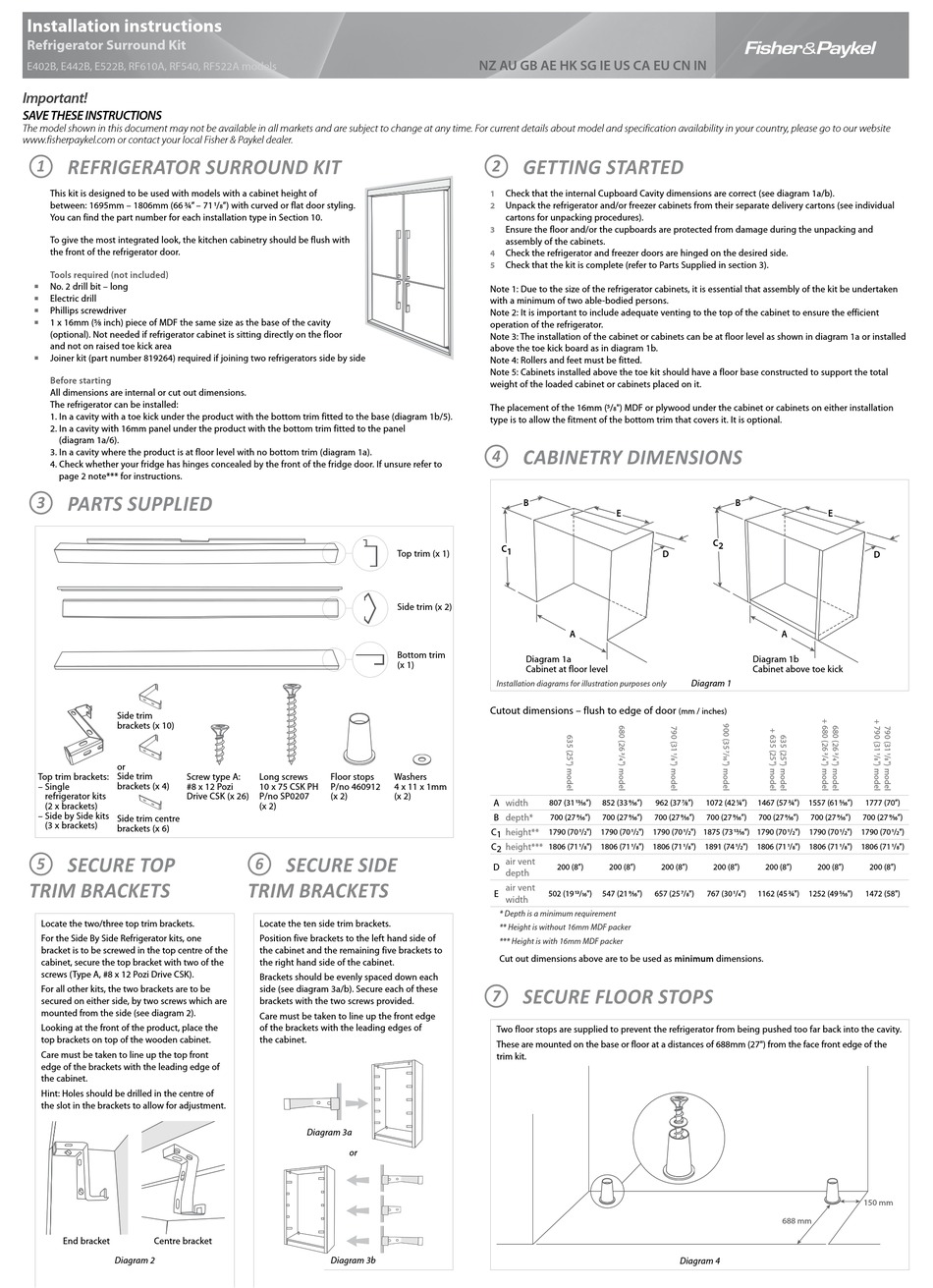 FISHER & PAYKEL E402B INSTALLATION INSTRUCTIONS Pdf Download ManualsLib