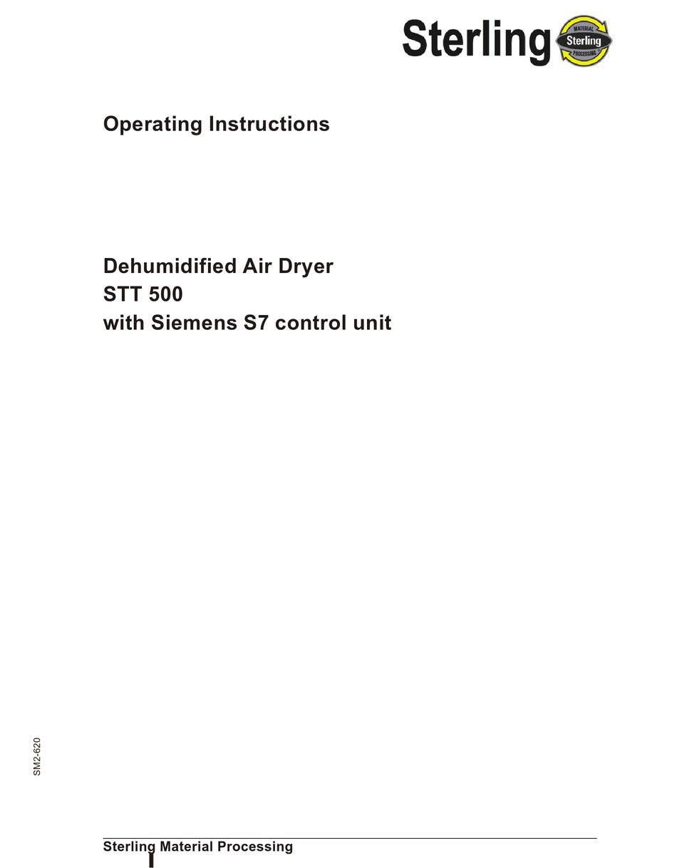 STERLING DEHUMIDIFIER STT 500 OPERATING INSTRUCTIONS MANUAL Pdf