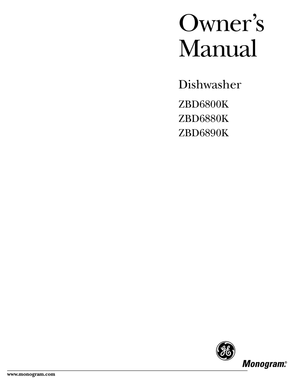 MONOGRAM ZBD6880K OWNER'S MANUAL Pdf Download ManualsLib