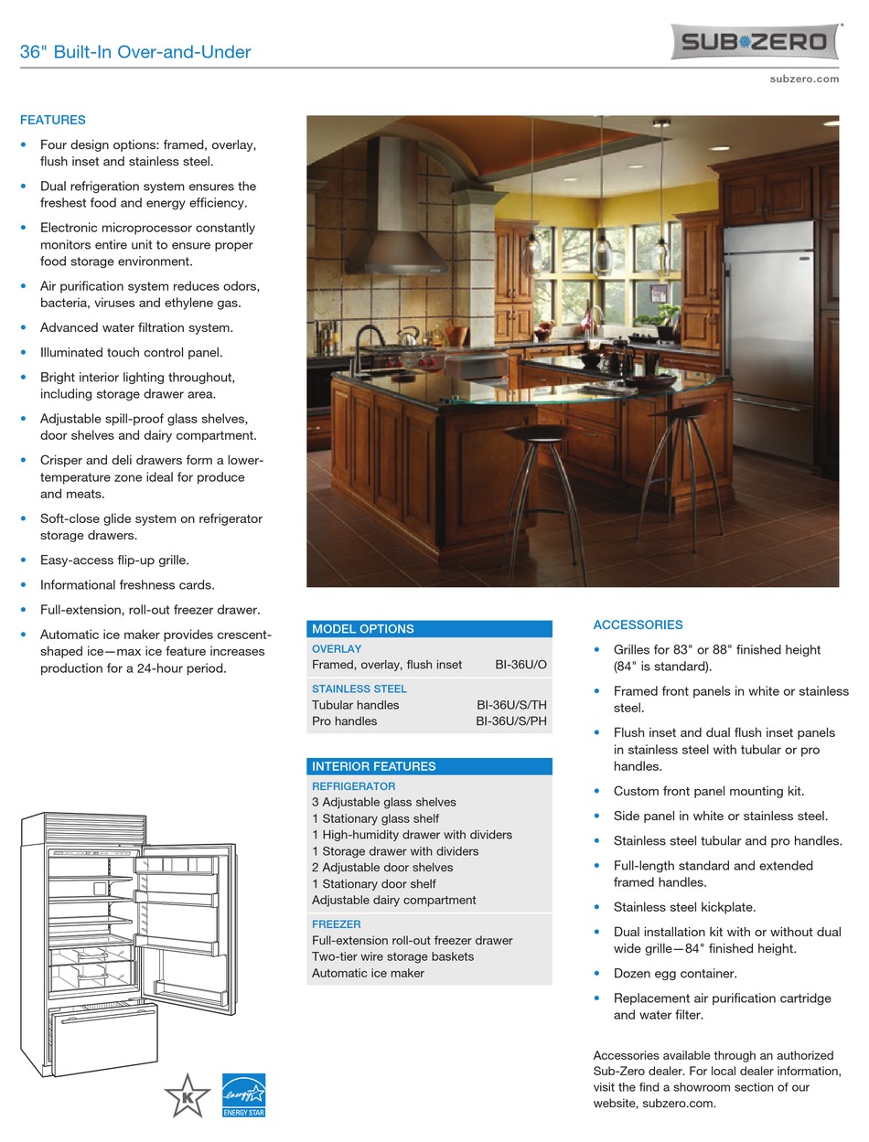 SUBZERO BI36U/S/TH SPECIFICATIONS Pdf Download ManualsLib