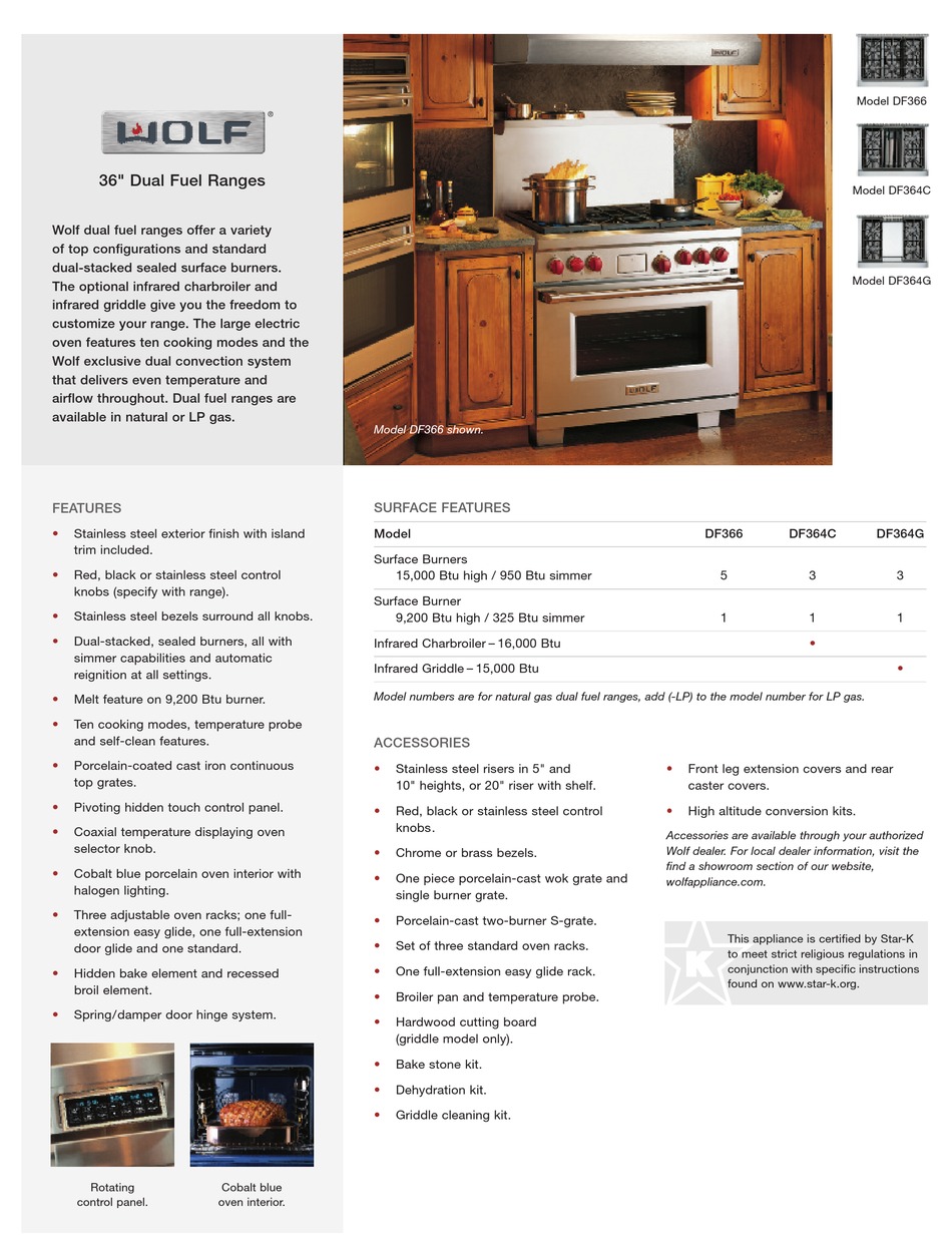 WOLF DF366 SPECIFICATIONS Pdf Download ManualsLib