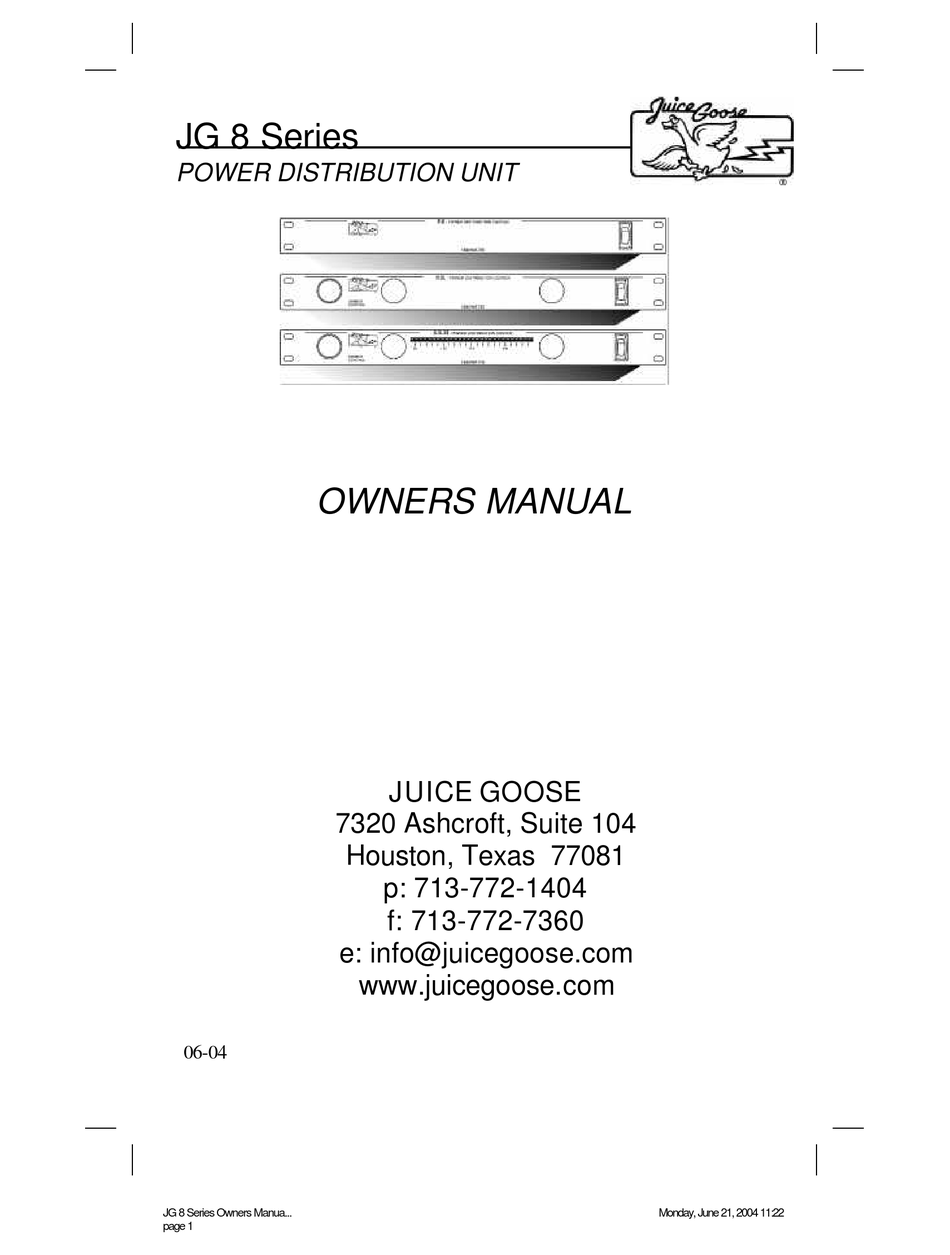 JUICE GOOSE JG 8 SERIES OWNER'S MANUAL Pdf Download ManualsLib