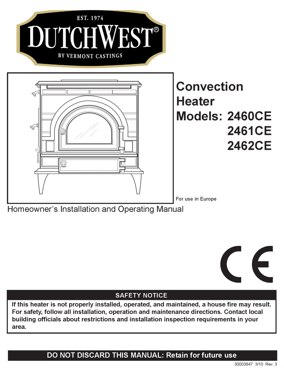 DUTCHWEST 2460CE HOMEOWNER'S INSTALLATION AND OPERATING MANUAL Pdf Download ManualsLib