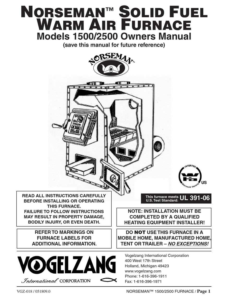 VOGELZANG INTERNATIONAL NORSEMAN 1500 OWNER'S MANUAL Pdf Download |  ManualsLib