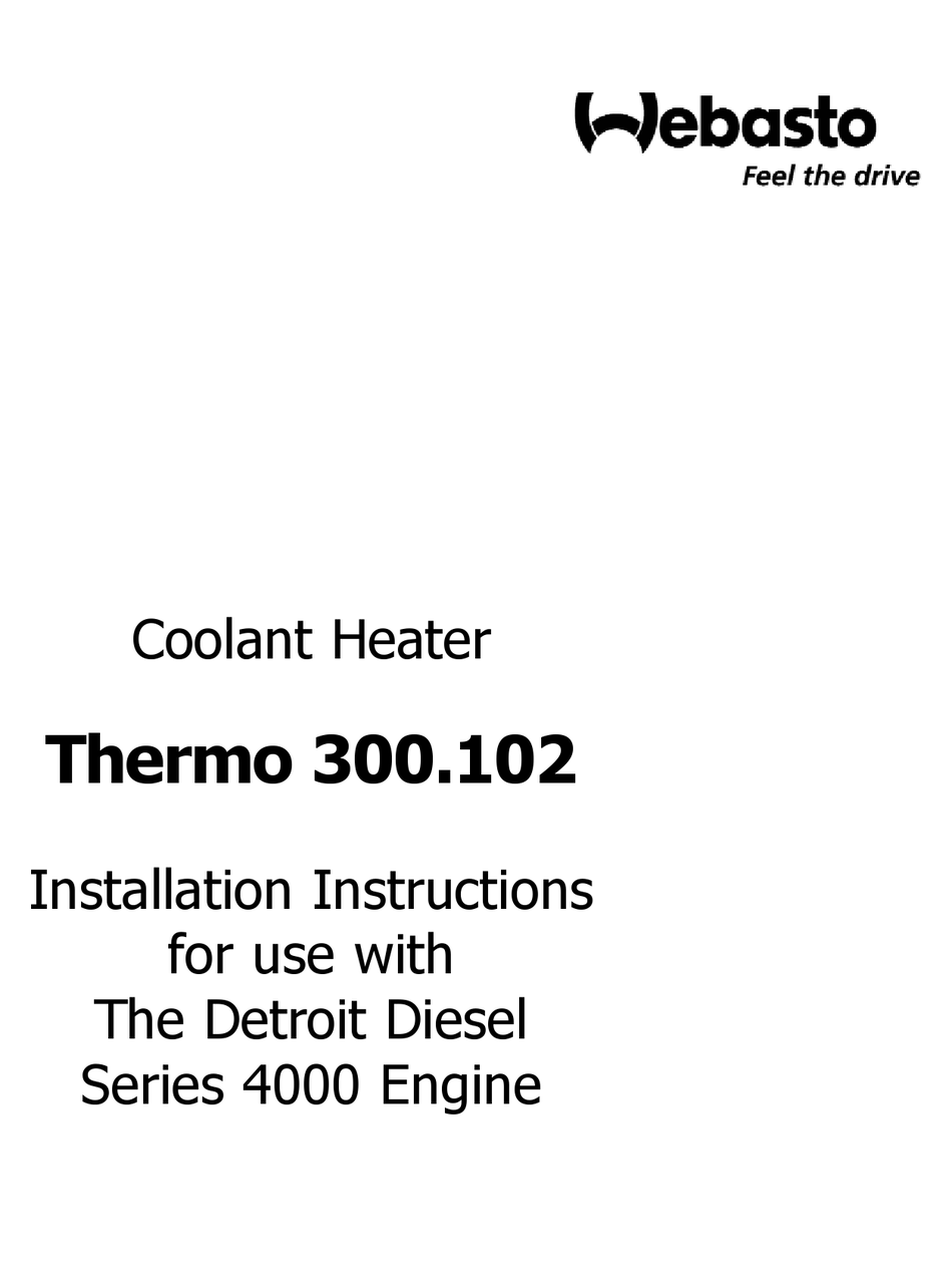 WEBASTO THERMO 300.102 INSTALLATION INSTRUCTIONS MANUAL Pdf Download ...