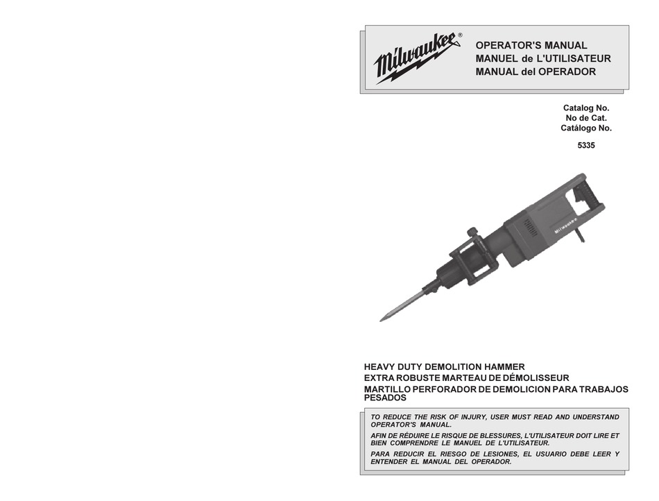 MILWAUKEE 5335 OPERATOR'S MANUAL Pdf 