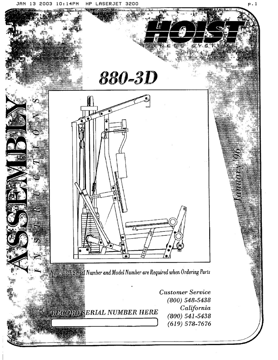 HOIST FITNESS 8803D ASSEMBLY INSTRUCTIONS MANUAL Pdf Download ManualsLib
