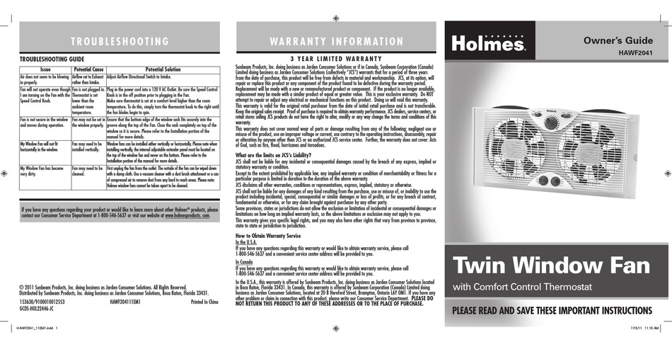 HOLMES HAWF2041 OWNER'S MANUAL Pdf 