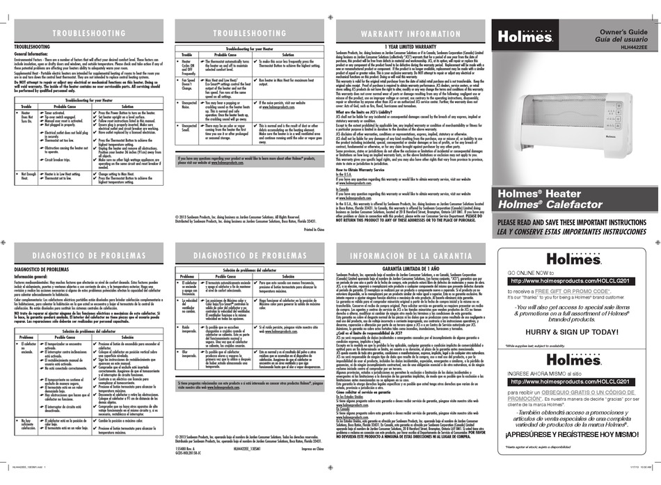 HOLMES HLH4422EE OWNER'S MANUAL Pdf Download | ManualsLib
