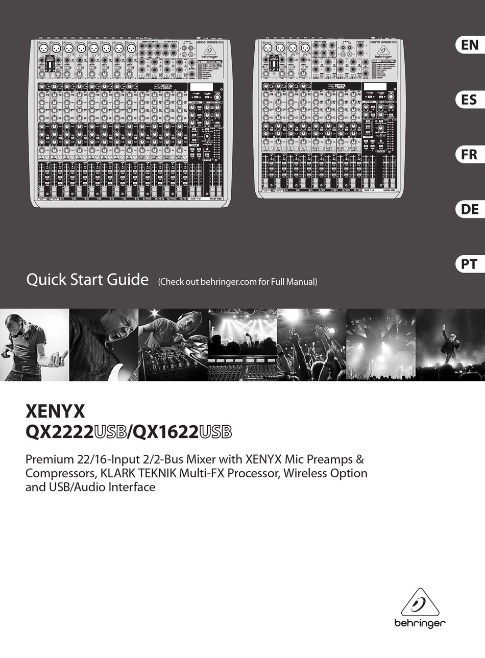 BEHRINGER QX1622USB Premium 16-Input 2/2-Bus Mixer with Xenyx Mic Preamps & Compressors Klark Teknik Multi FX Processor Black 