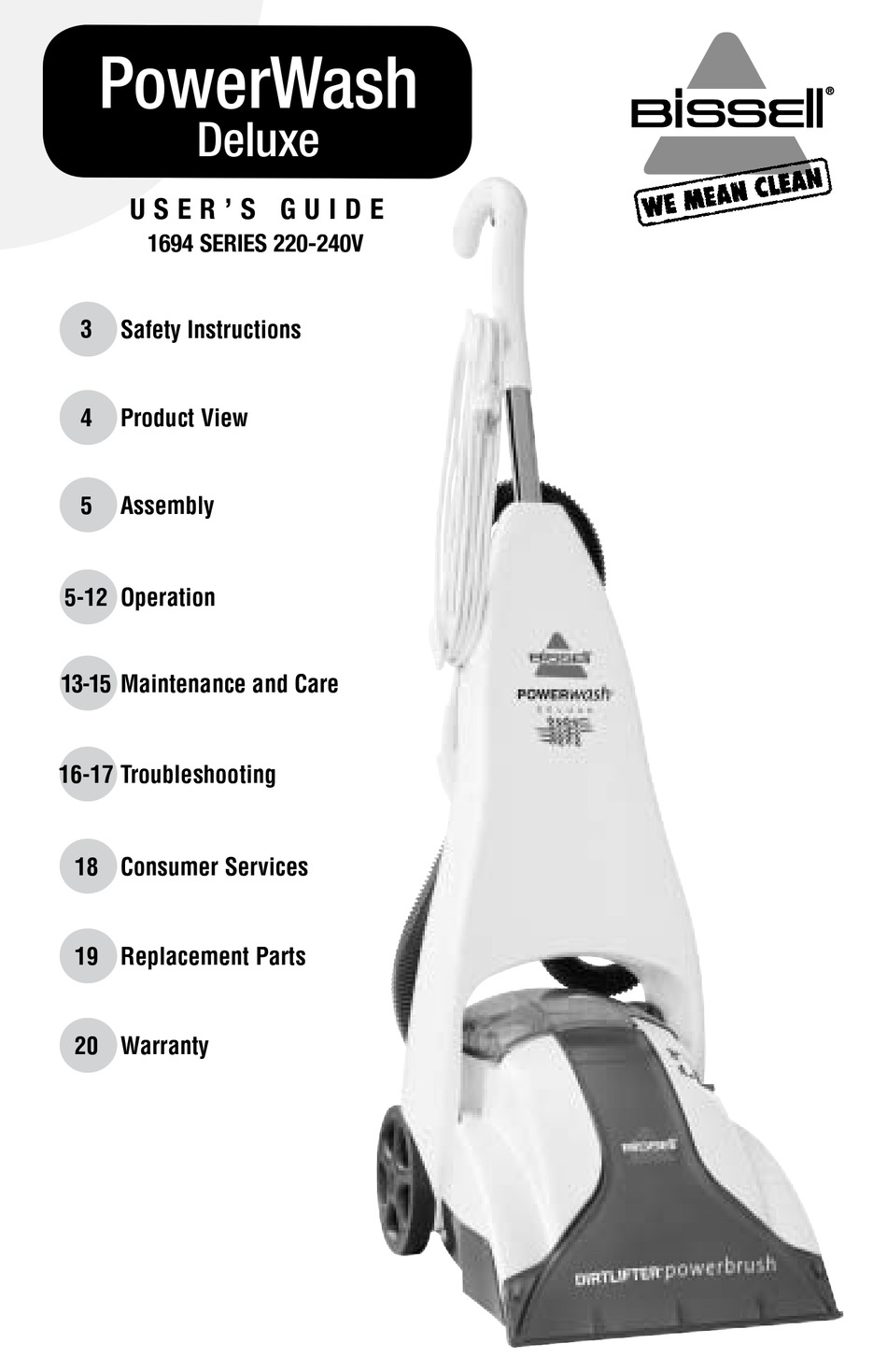 BISSELL POWERWASH DELUXE USER MANUAL Pdf Download ManualsLib