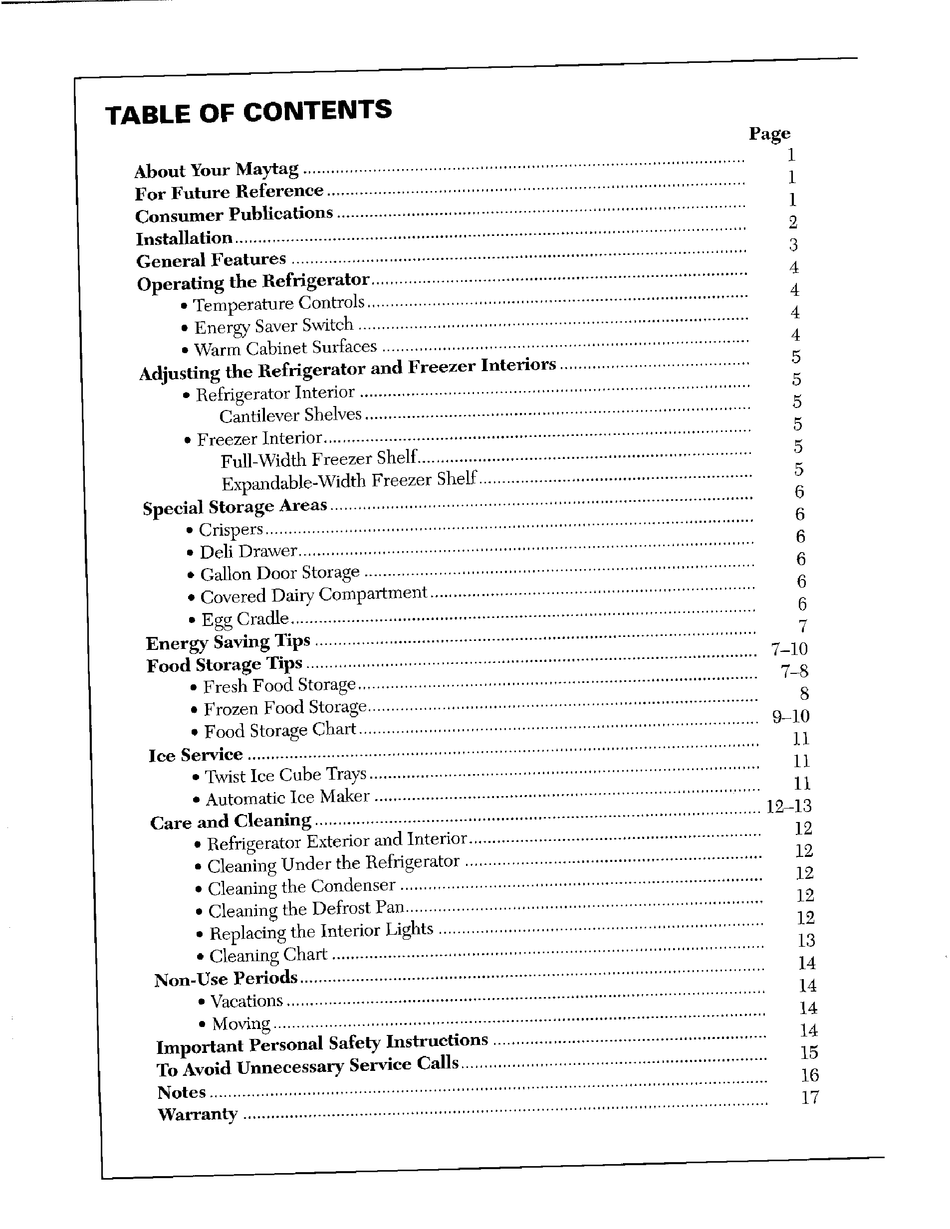 MAYTAG REFRIGERATOR FREEZER USER MANUAL Pdf Download | ManualsLib