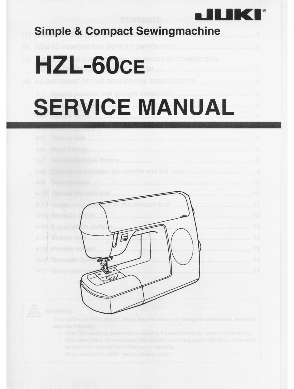 JUKI HZL60CE SERVICE MANUAL Pdf Download ManualsLib
