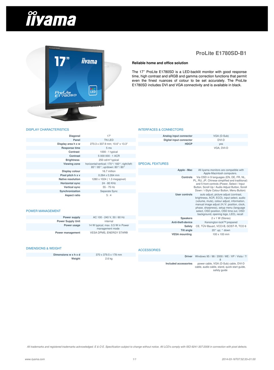 IIYAMA PROLITE E1780SD-B1 