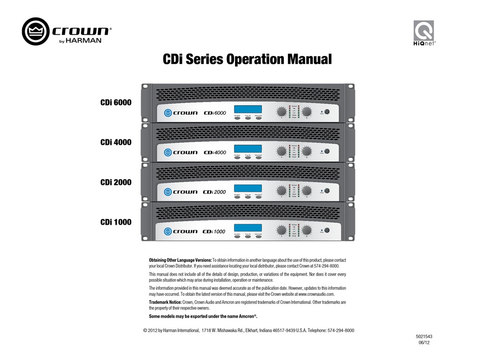 CROWN CDI 6000 OPERATION MANUAL Pdf Download | ManualsLib