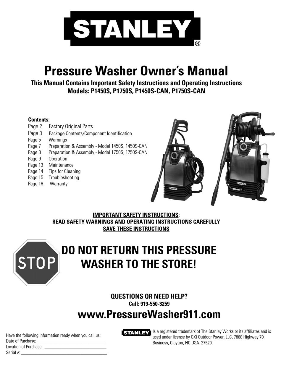 STANLEY P1450S OWNER'S MANUAL Pdf Download ManualsLib