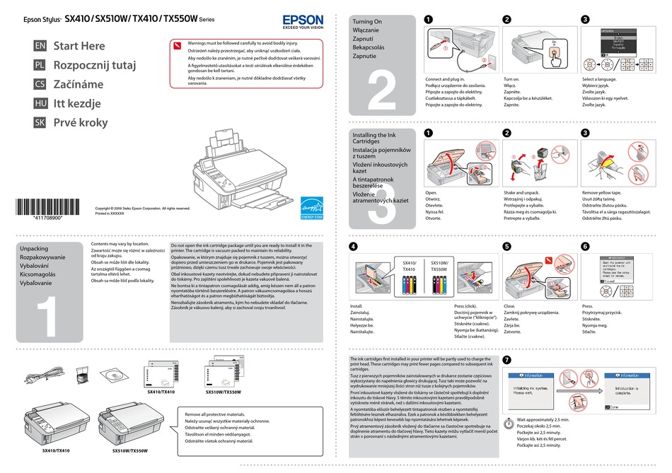 Epson Stylus Sx410 Series Start Here Pdf Download Manualslib 5794