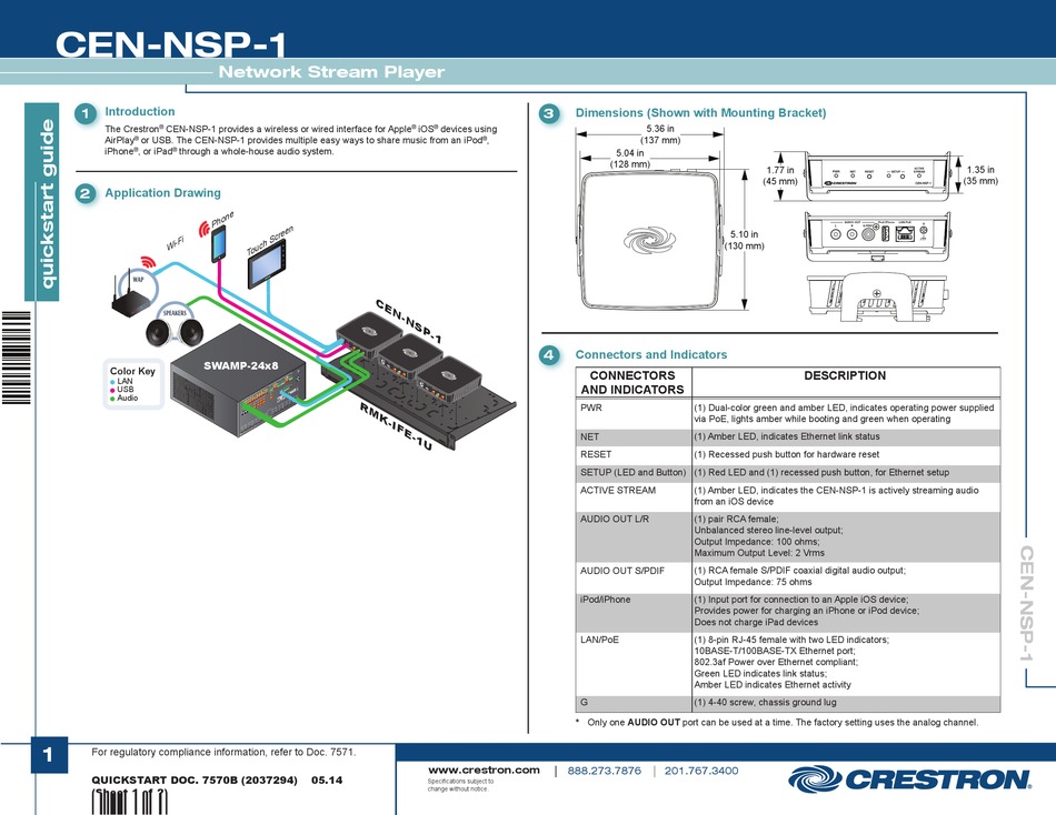 CRESTRON CEN-NSP-1 QUICK START MANUAL Pdf Download | ManualsLib