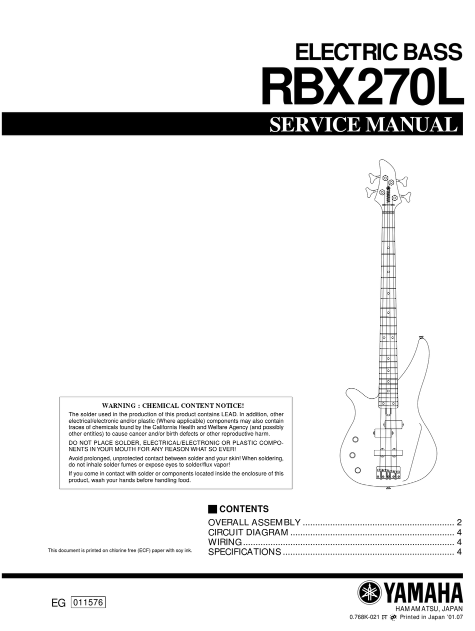 Yamaha Rbx270l Service Manual Pdf